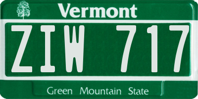 VT license plate ZIW717