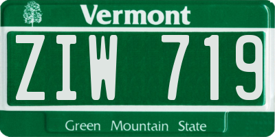 VT license plate ZIW719