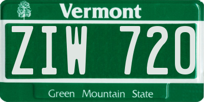 VT license plate ZIW720