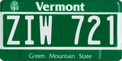 VT license plate ZIW721