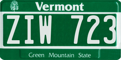 VT license plate ZIW723