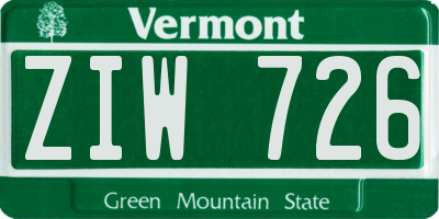 VT license plate ZIW726