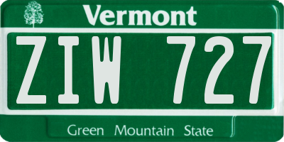 VT license plate ZIW727