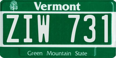 VT license plate ZIW731