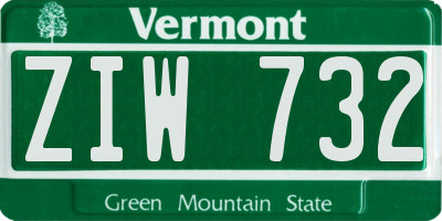 VT license plate ZIW732