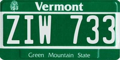 VT license plate ZIW733