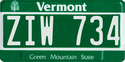 VT license plate ZIW734