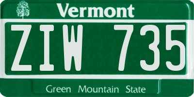 VT license plate ZIW735