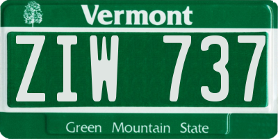 VT license plate ZIW737