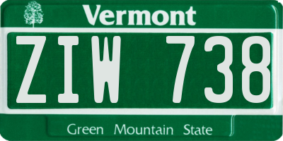 VT license plate ZIW738