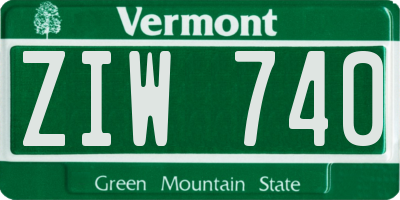VT license plate ZIW740