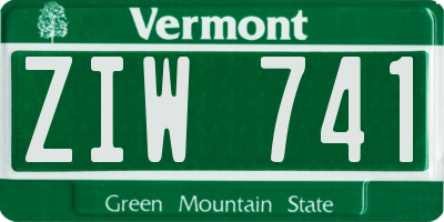 VT license plate ZIW741