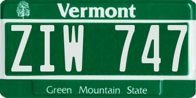 VT license plate ZIW747