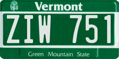 VT license plate ZIW751