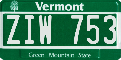 VT license plate ZIW753