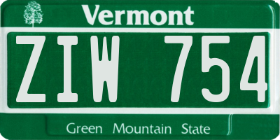 VT license plate ZIW754