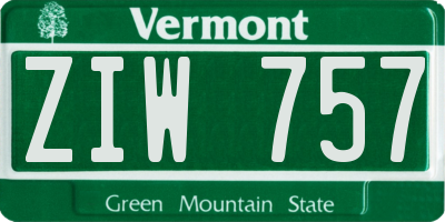 VT license plate ZIW757