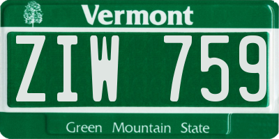 VT license plate ZIW759