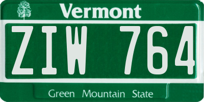 VT license plate ZIW764
