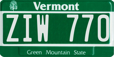 VT license plate ZIW770
