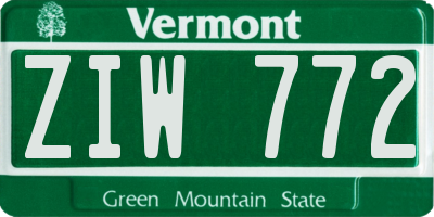VT license plate ZIW772