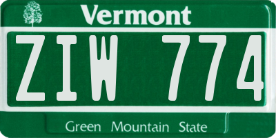 VT license plate ZIW774