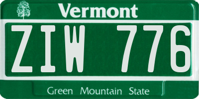 VT license plate ZIW776