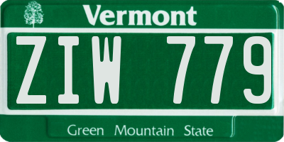 VT license plate ZIW779