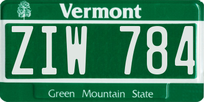 VT license plate ZIW784
