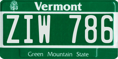 VT license plate ZIW786