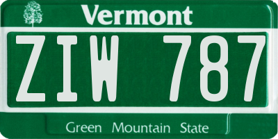 VT license plate ZIW787