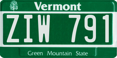 VT license plate ZIW791