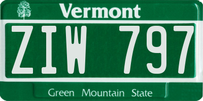 VT license plate ZIW797
