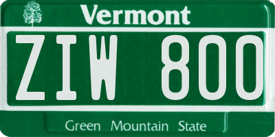 VT license plate ZIW800