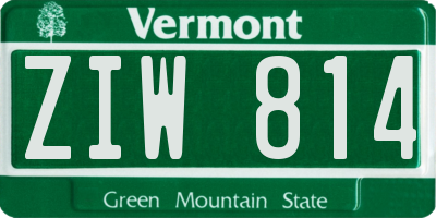 VT license plate ZIW814