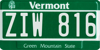 VT license plate ZIW816
