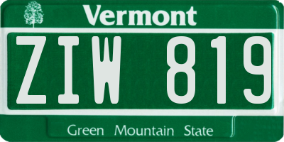 VT license plate ZIW819