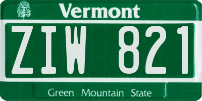 VT license plate ZIW821