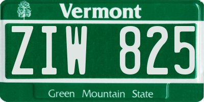 VT license plate ZIW825