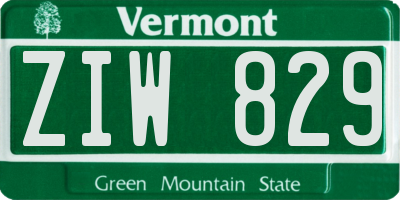 VT license plate ZIW829