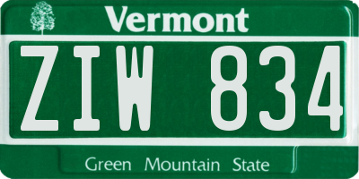 VT license plate ZIW834