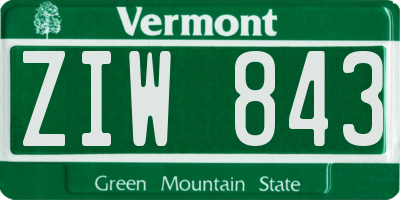 VT license plate ZIW843