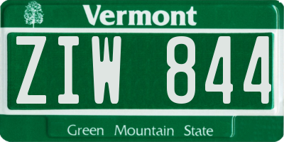 VT license plate ZIW844