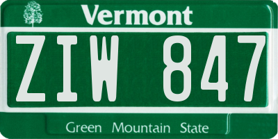 VT license plate ZIW847