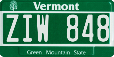 VT license plate ZIW848