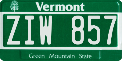 VT license plate ZIW857