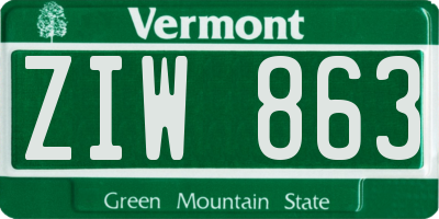 VT license plate ZIW863