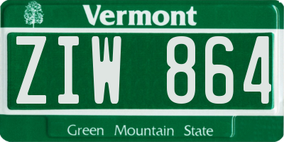 VT license plate ZIW864