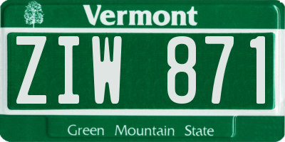 VT license plate ZIW871