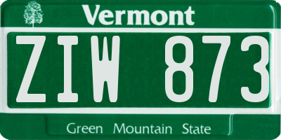VT license plate ZIW873
